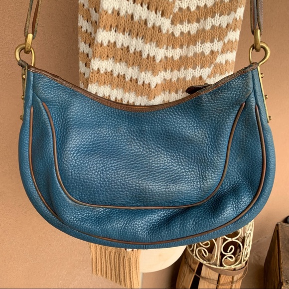 Dooney & Bourke Vintage Blue/Tan Shoulder Purse - Picture 5 of 10